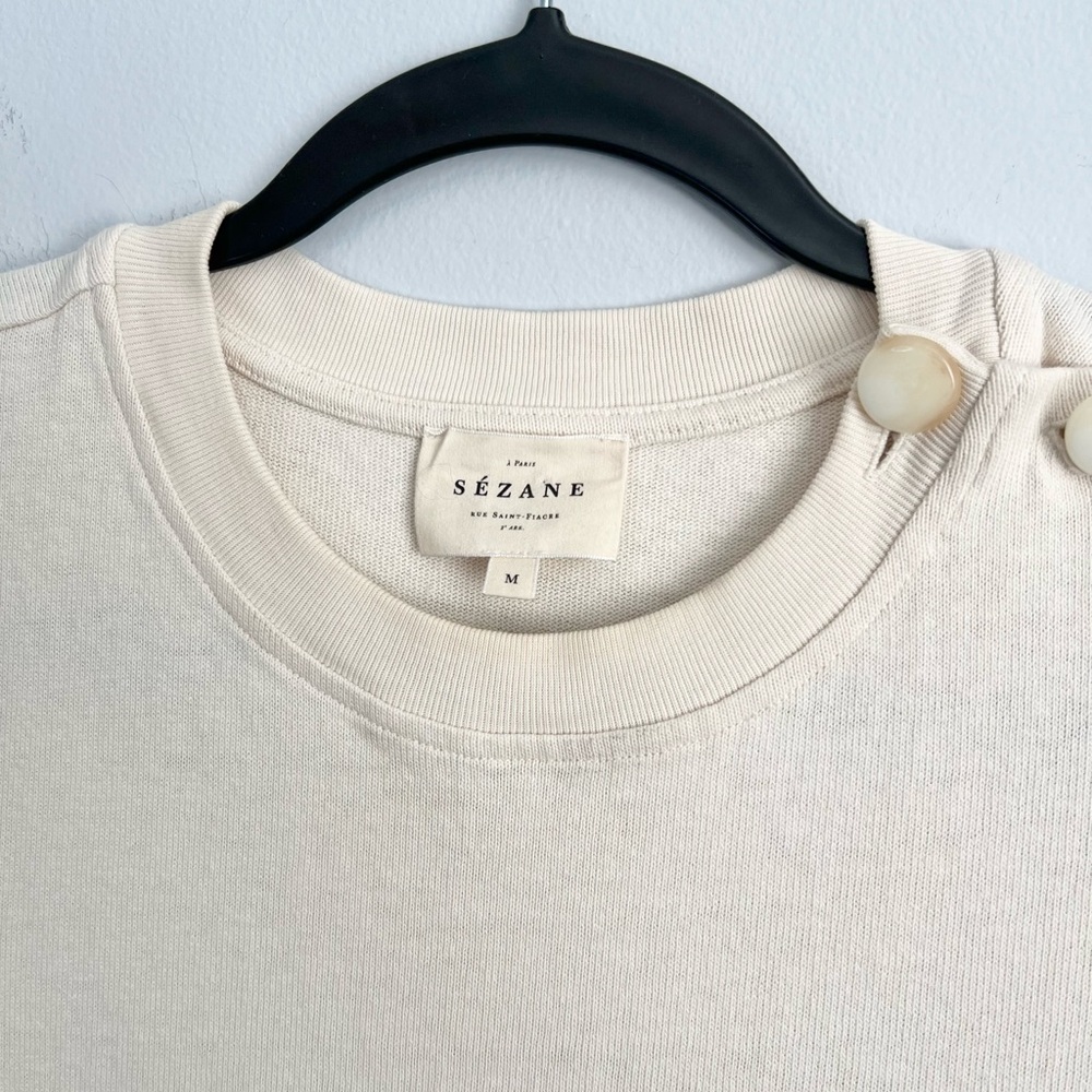 SEZANE Size M • Emy Cream Short Sleeve Cotton Midi Dress. - Picture 3 of 5